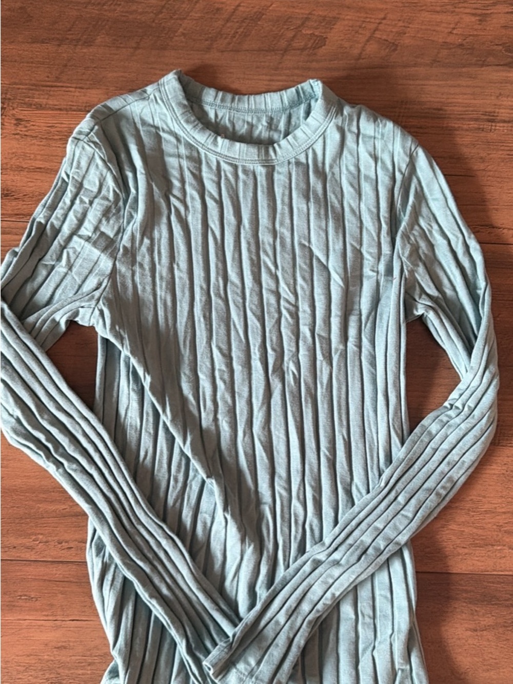 Women's Ribbed Long Sleeve Top - Light Blue